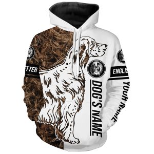 English Setter Gun Dog Tattoo Camo Customized Name Shirt Hoodie - Setter Hunting Dog Duck Bird Hunting Gifts Hoodie ND