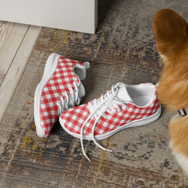 Red & White Gingham Sneakers, Cute Lace-Up Canvas Shoes for Everyday Style - Image 2