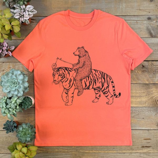 Bear and Tiger T-Shirt  cool bear t-shirt  Graphic  mens gift - Image 2