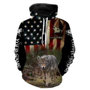 Coyote Hunting American Flag Custom Name 3D all over print Shirts Coyote Hunting Clothing Gifts Hoodie ND