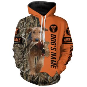 Airedale Terrier Hunting Dog Customized Name Shirts for Hunters Duck Pheasant Birds Hunting Shirts Hoodie ND