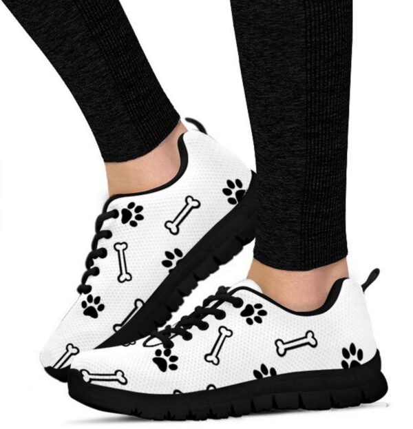 Women's Dog Paw Print Sneakers, Low Top Running Shoes, Custom Athletic Gifts for Dog Lovers
