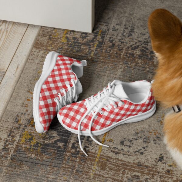 Red & White Gingham Sneakers, Cute Lace-Up Canvas Shoes for Everyday Style - Image 2