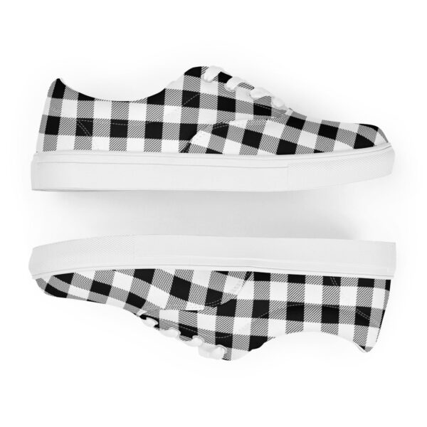 Black & White Plaid  Sneakers, Stylish Lace-Up Canvas Shoes